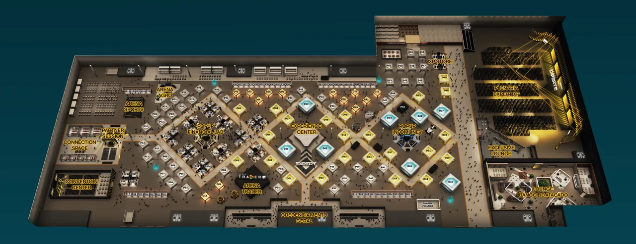 Mapa de la Expert XP 2026 con el stand P11 de Economatica destacado
