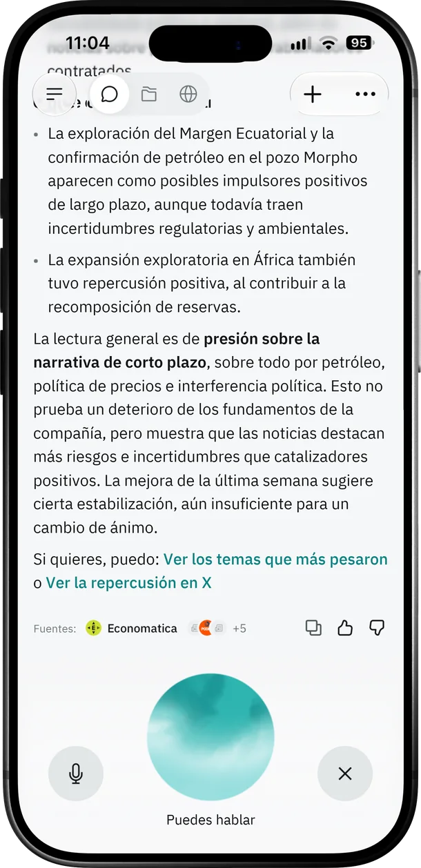 App Economatica: respuesta de Kento con fuentes y el modo de voz