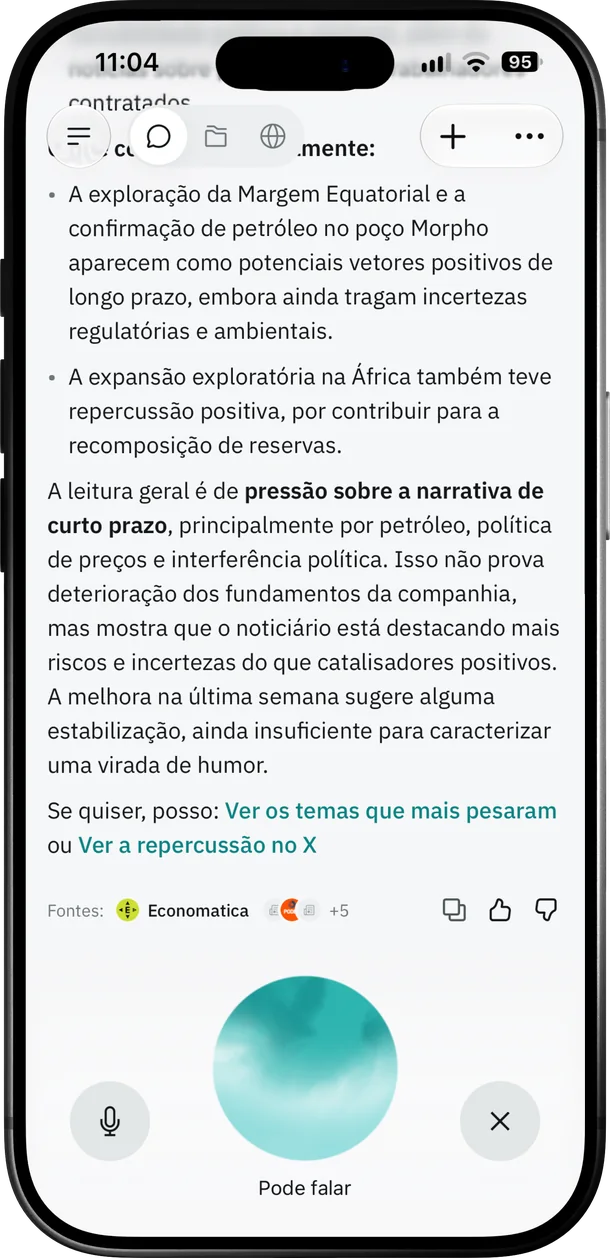 App Economatica: resposta do Kento com fontes e o modo de voz