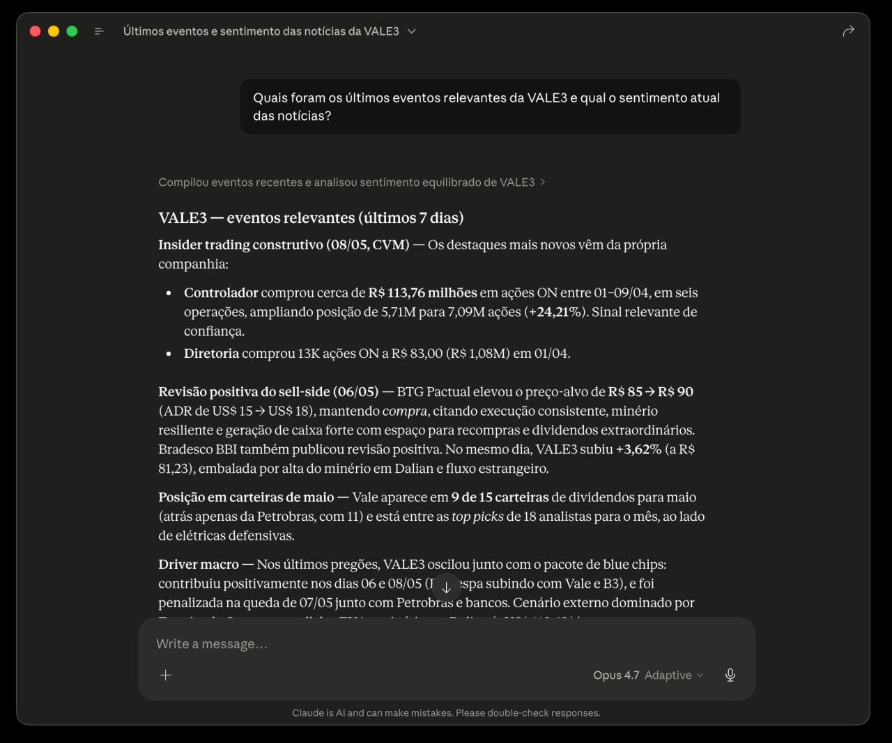 MCP Economatica: pesquisa e sentimento sobre ativos em linguagem natural